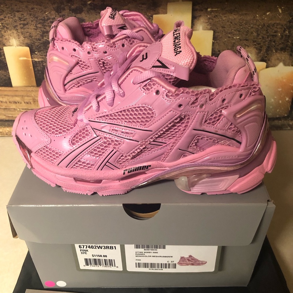 Balenciaga Runner Track Trainer Sneaker Low-Top Women Size 7 Light Pink